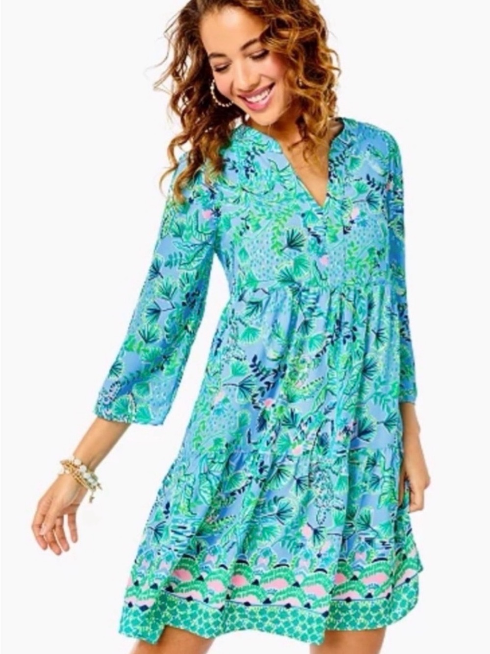 Lilly Pulitzer Loran Swing Dress Turquoise Oasis Outta Line Women’s XL